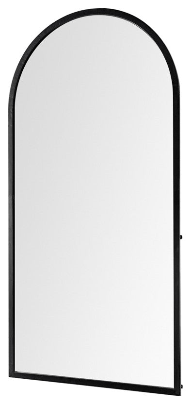 Giovanna Black Metal Frame Arched Rectangular Wall Mirror, 49" x 24"