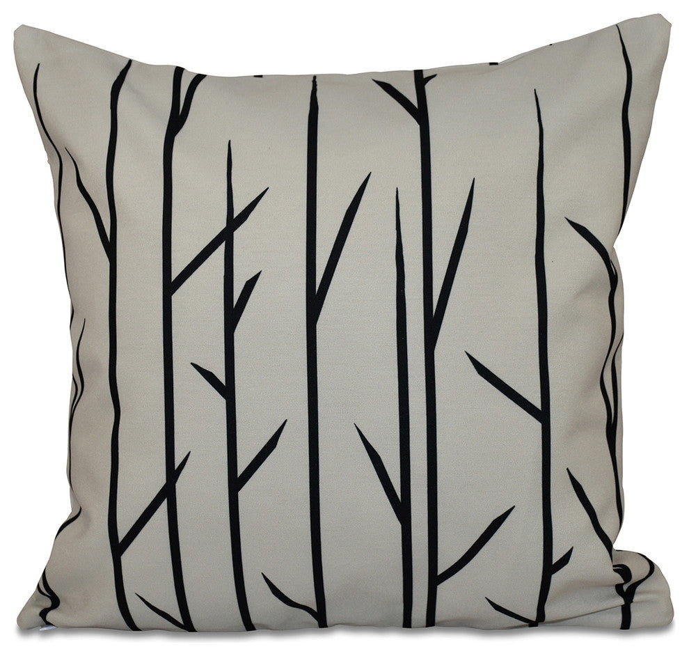 Polyester Pillow, Floral, Beige, 20"x20"