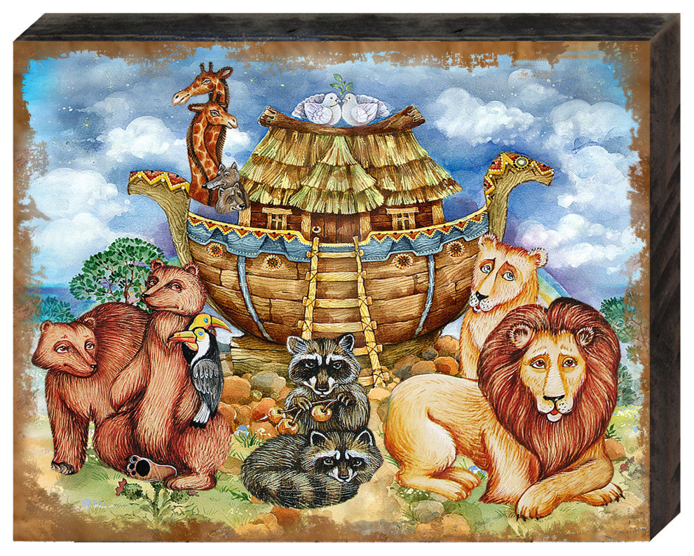 Noah's Ark Wooden Wall Art, Oversized 48x36