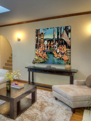 "Watermelon at Camp" Painting Print on Canvas by Stevan Dohanos