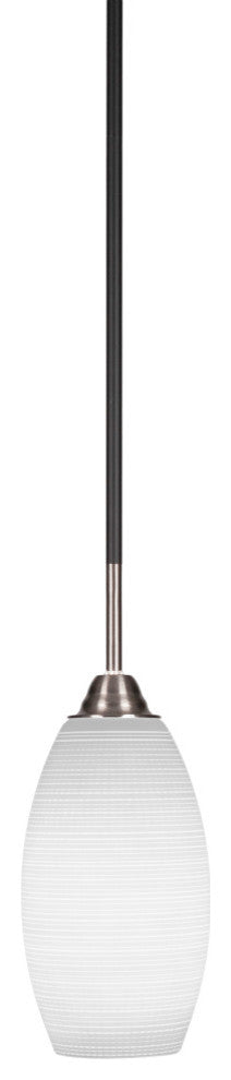 Paramount Mini Pendant, Matte Black & Brushed Nickel, 5.5" White Matrix