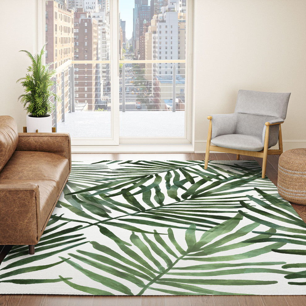 Marta Barragan Camarasa Watercolor simple leaves Area Rug