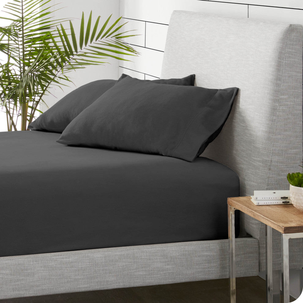 Bare Home Fleece Fitted Bottom Sheet, Grey, Full