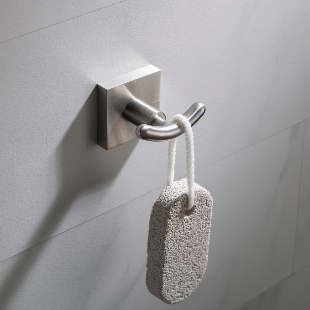 Ventus Bathroom Robe and Towel Double Hook, Nickel