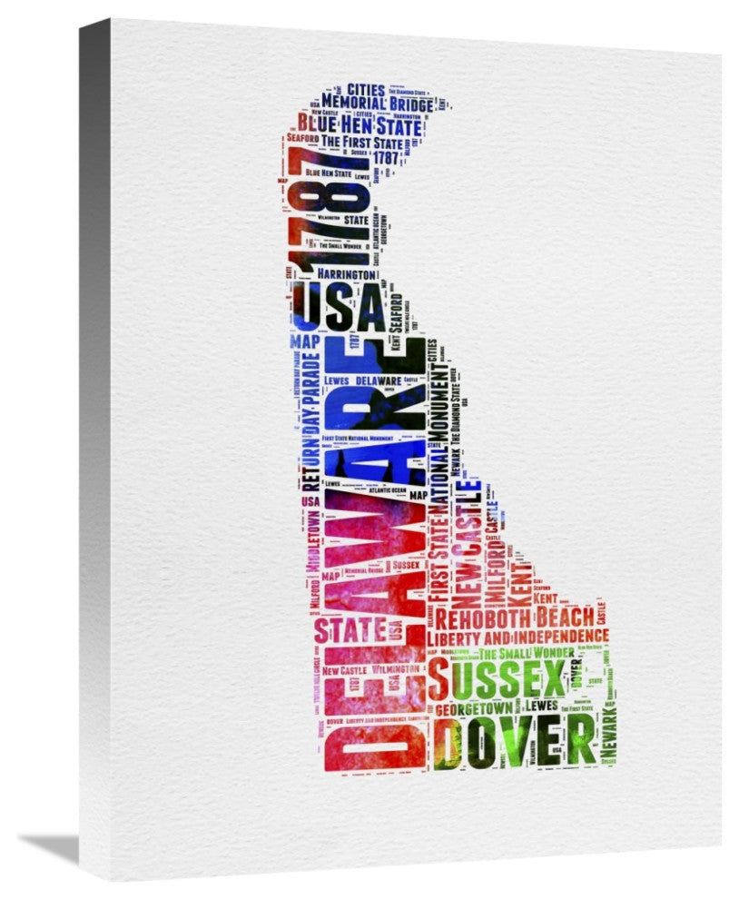 "Delaware Watercolor Word Cloud" Fine Art Print