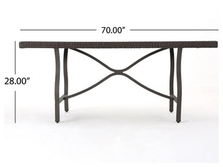 GDF Studio 7-Piece Walthham Outdoor Multibrown Wicker Dining Set