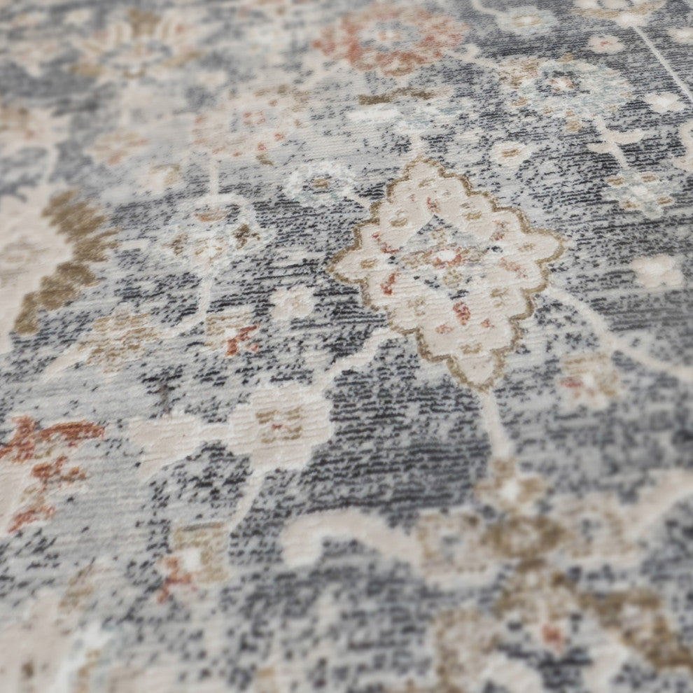 Fairmont Mella Area Rug, Dark Gray, 5'3" x 7'10", Bordered