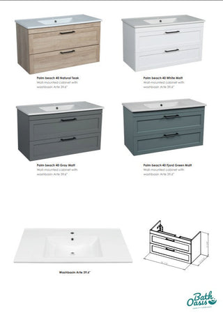 Bathroom Vanity Palm Beach Gray Matte 40" No Mirror