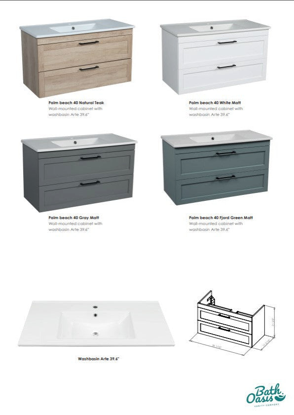 Bathroom Vanity Palm Beach Gray Matte 40" No Mirror