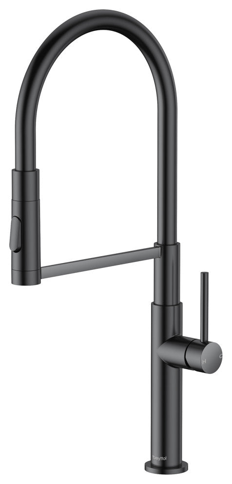 Single Handle Deck Mounted High Arc Pull Down Brass Kitchen Faucet, Matte Black