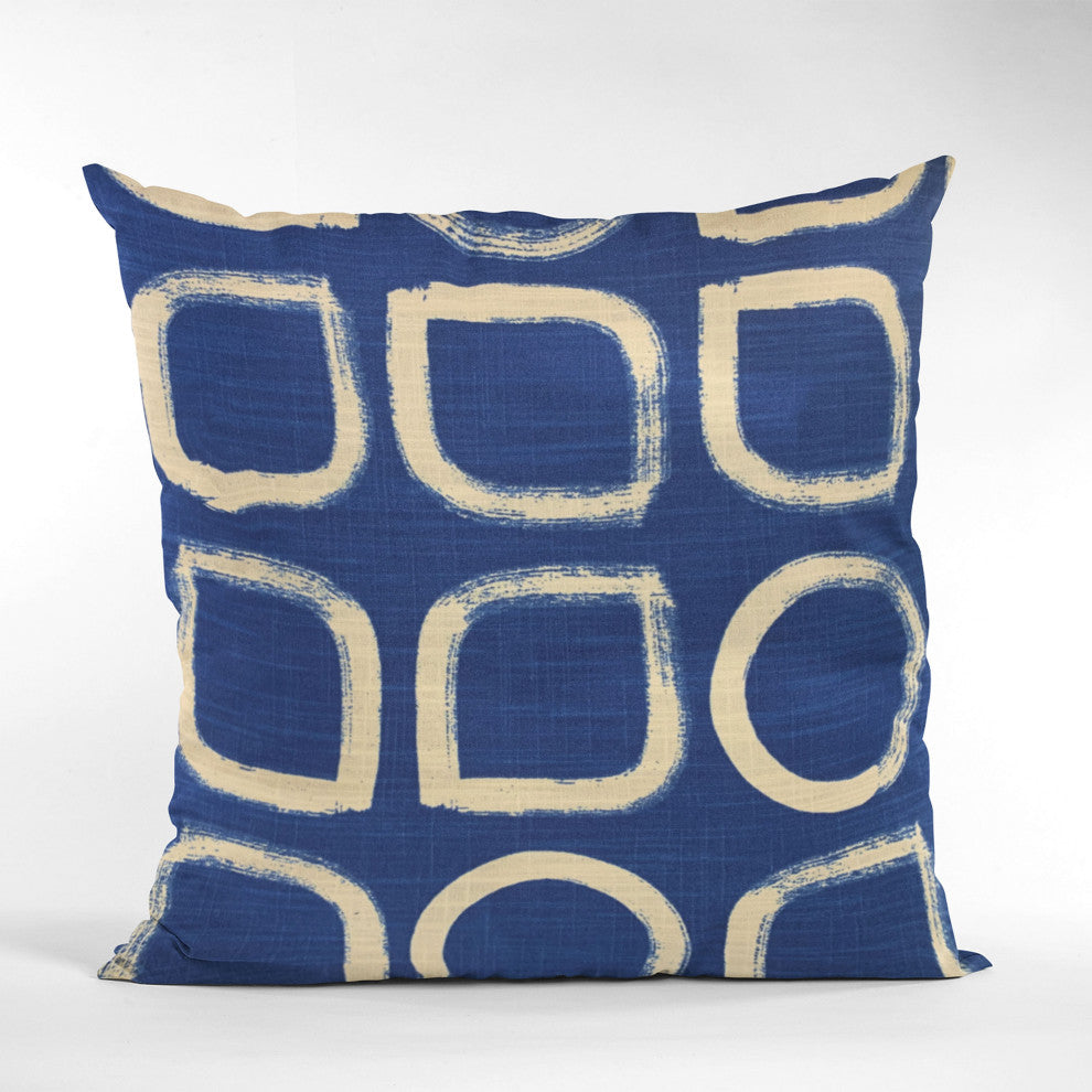Plutus Blue Block Dot Luxury Throw Pillow, 26"x26"