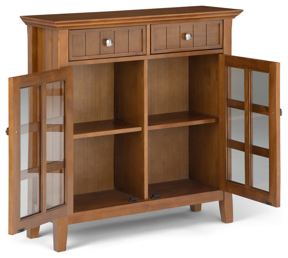 Solid Wood 36" Wide Entryway Hallway Storage Cabinet In Light Golden Brown