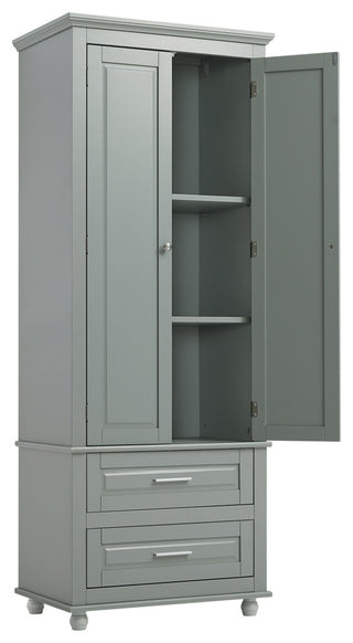GDF Studio 24"W Bathroom Storage Cabinet with Two Drawers, Adjustable Shelves, Grey