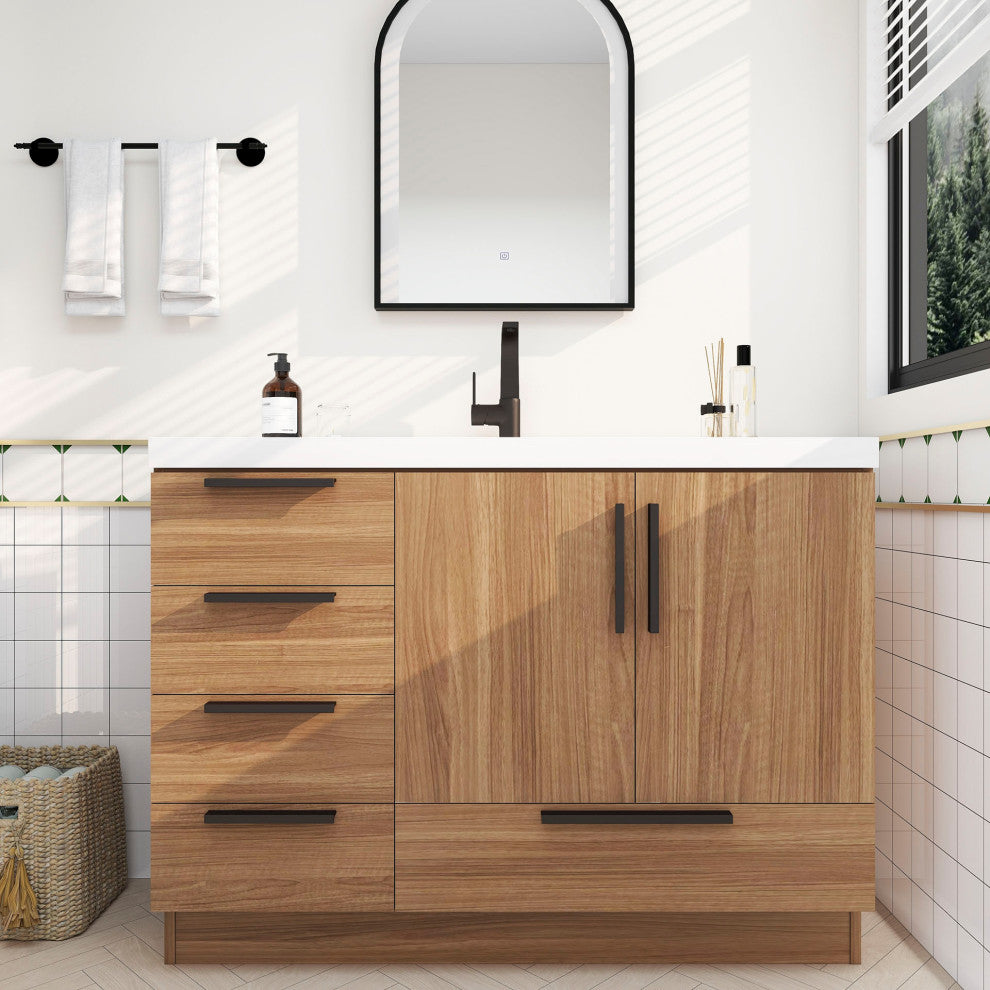 Carla 48" Freestanding Bathroom Vanity, Rosewood