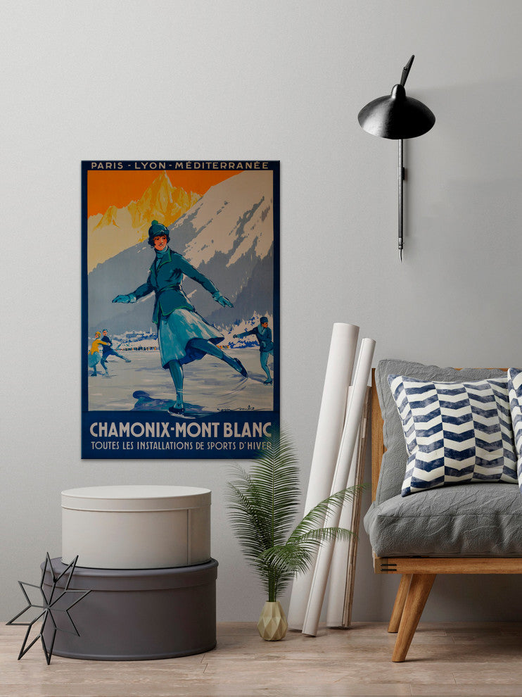 "Chamonix Mont Blanc" Painting Print on Wrapped Canvas, 16"x24"