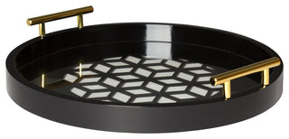 Caspen Round Decorative Tray, Black 15.5" Diameter