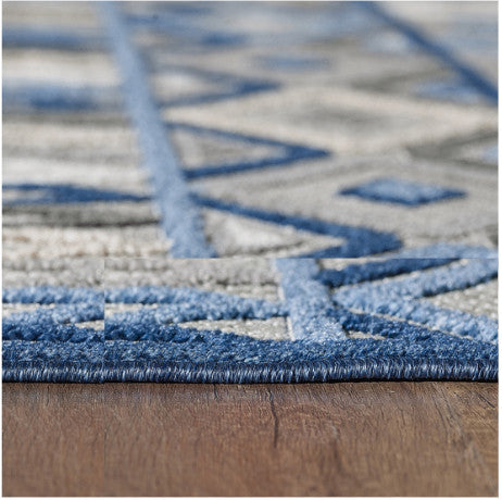 8"x10" Gray Blue Aztec Pattern Indoor Outdoor Area Rug