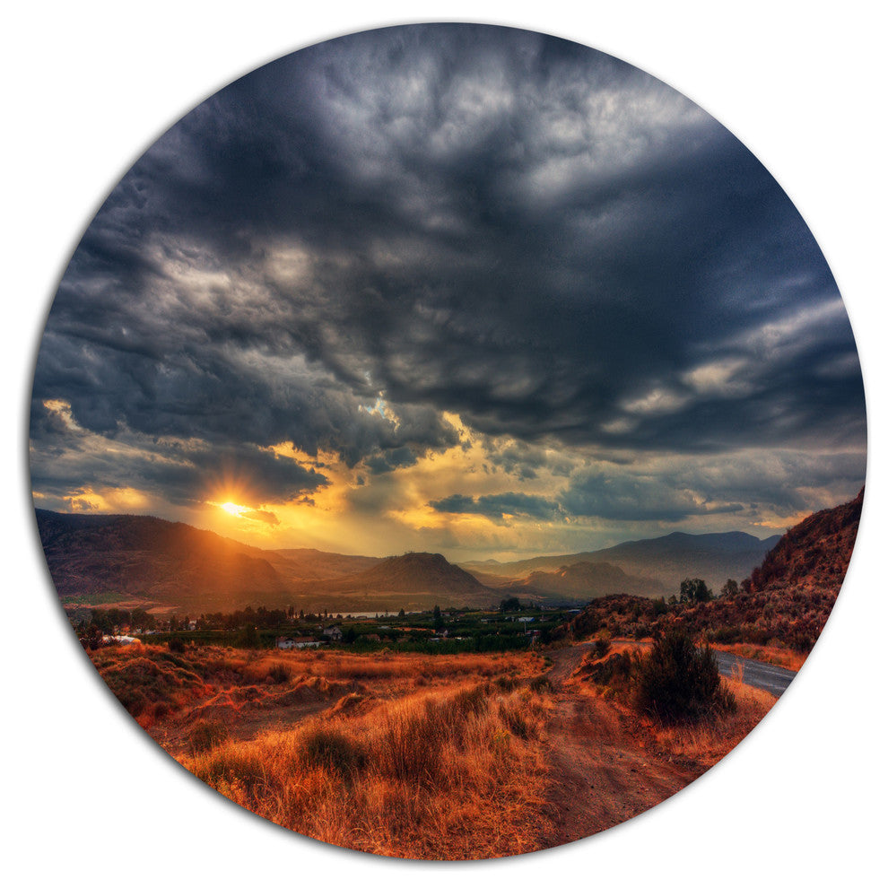 Beautiful Sunrise In Osoyoos, Landscape Art Disc Metal Artwork, 36"