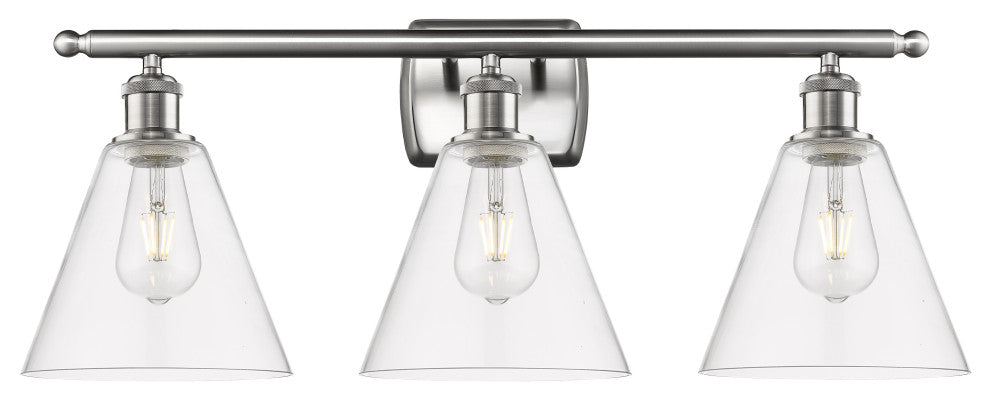 Innovations 516-3W-SN-GBC-82 3 Light Bath Vanity Light, Brushed Satin Nickel