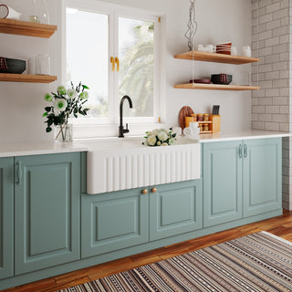 33'' x 18" White Farmhouse Ceramic Kitchen Sink,Reversible Double Bowl Sink
