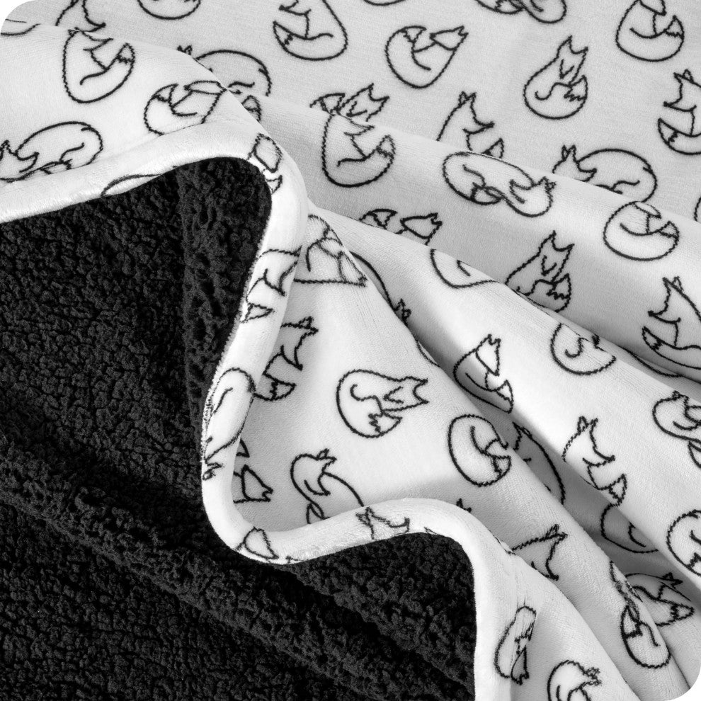 Fleece Sherpa Blanket, Feelin' Foxy, Twin/Twin XL