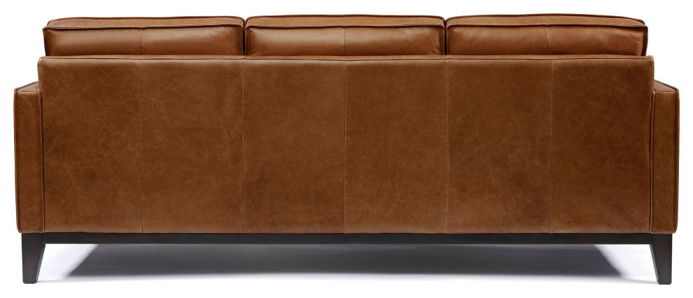 Metropole 100% Top Grain Pull Up Leather Mid-century Sofa