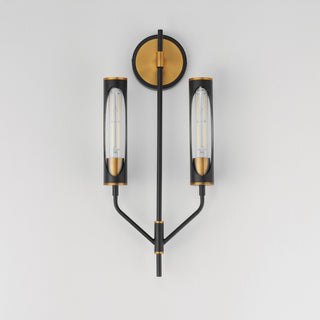 Maxim 16170 Regent 2 Light 23" Tall LED Bathroom Sconce - Black / Antique Brass