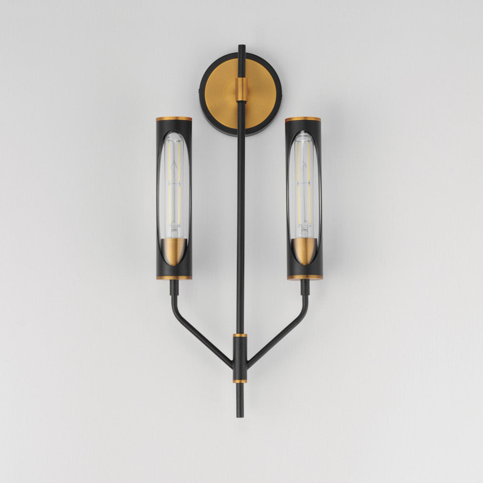 Maxim 16170 Regent 2 Light 23" Tall LED Bathroom Sconce - Black / Antique Brass