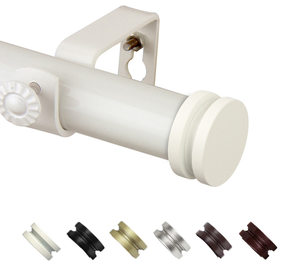 Lid 1" Curtain Rod, White, 28-48"