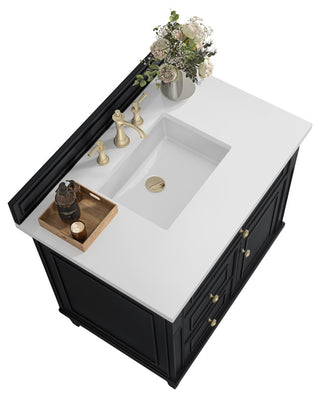 Lorelai 36" Single Vanity, Black Onyx, 3 CM White Zeus Top