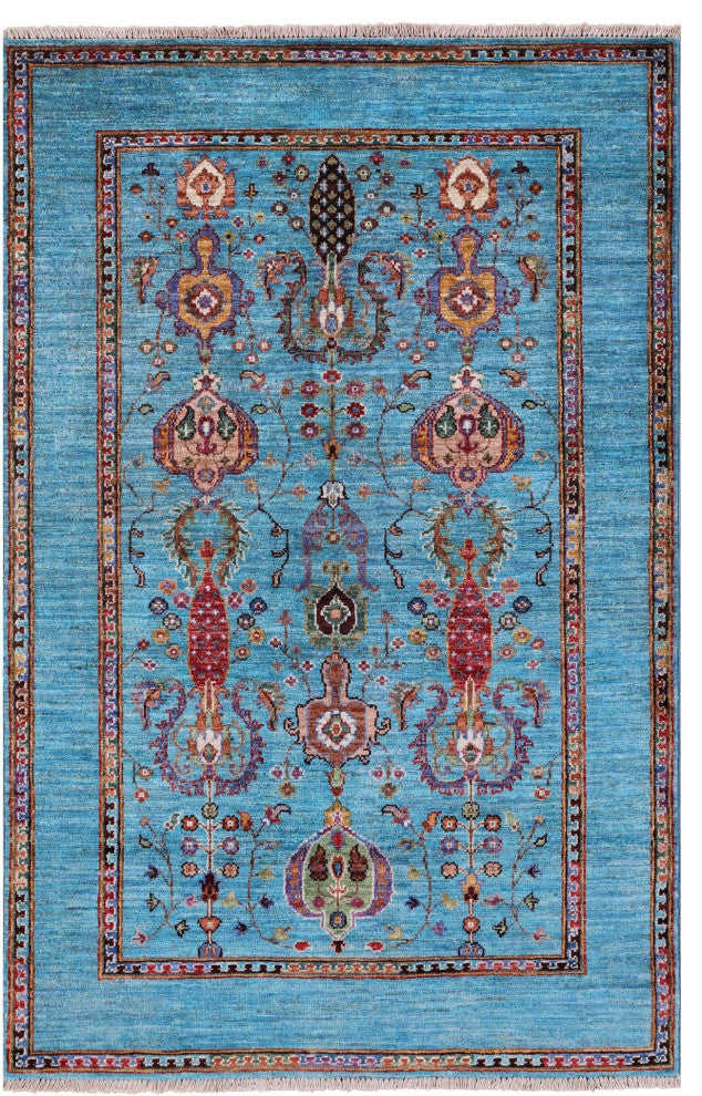 3' 3" X 5' 0" Persian Tabriz Hand-Knotted Wool Rug Q8257