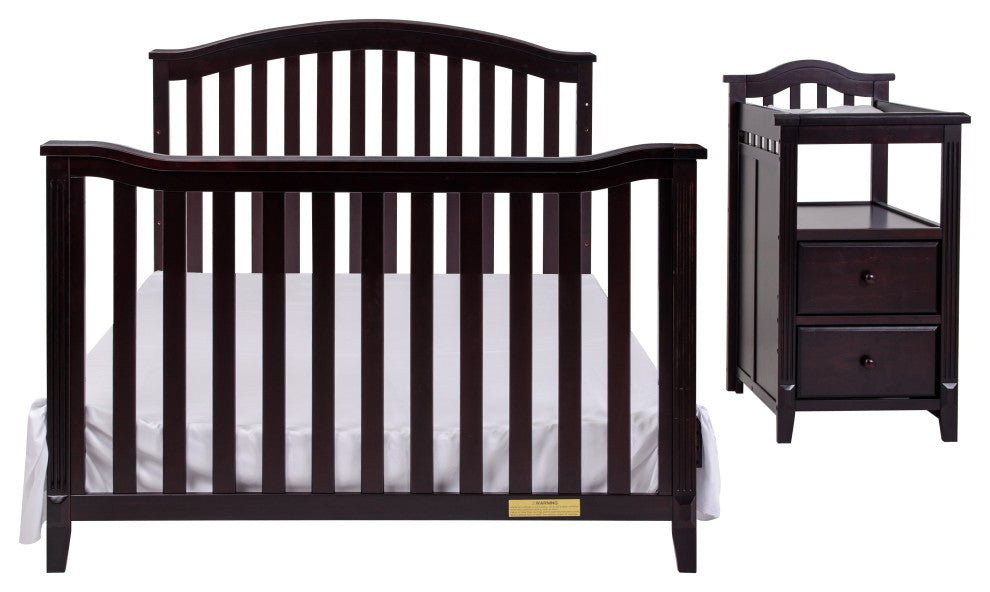 Kali 4-in-1 Convertible Crib, Espresso, With Changer (2 Drawers)