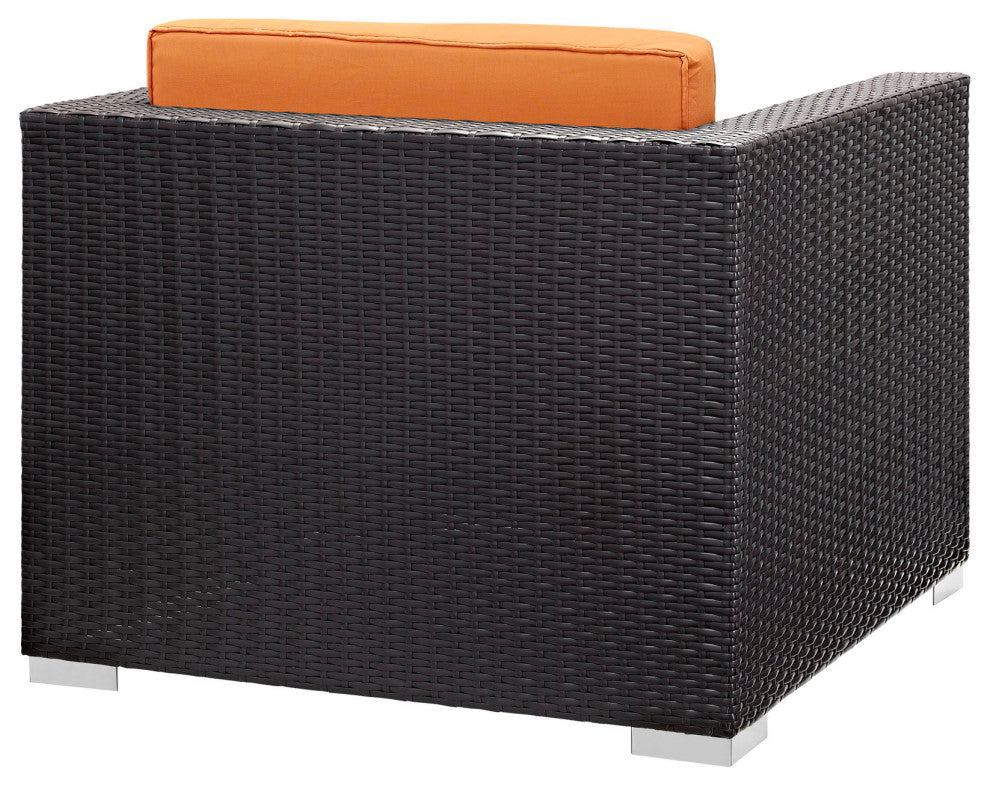 Modway Convene 5 Piece Outdoor Patio Sectional Set, Espresso Orange