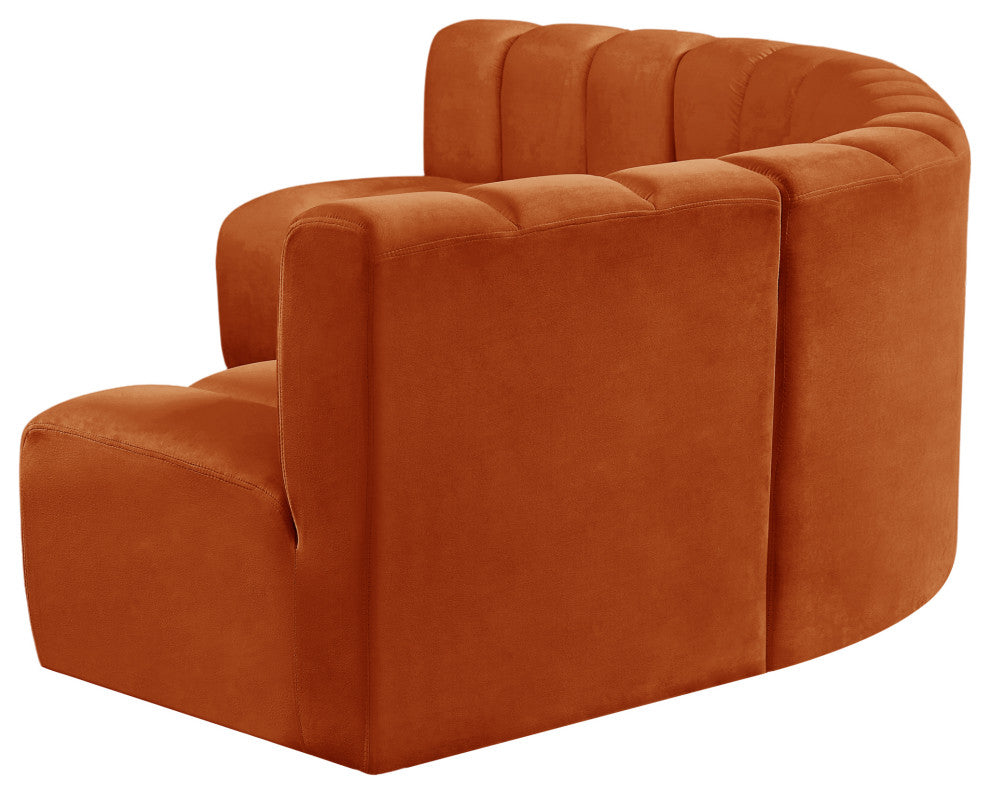Arc Velvet Upholstered 5-Pc. U-Shaped Modular Sectional, Cognac
