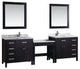 Two London 36" Single Sink Vanity Set With One Make-Up Table, Espresso