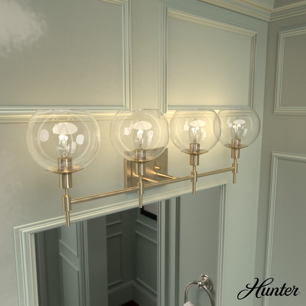 Xidane Alturas Gold, Clear Glass 4 Light Vanity Wall