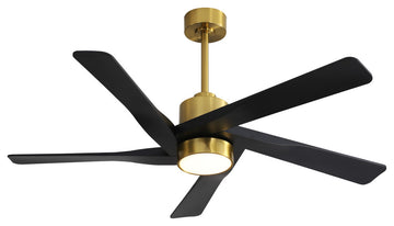 64" 5-ABS Blade Straight indoor LED Ceiling Fan, Gold and Black
