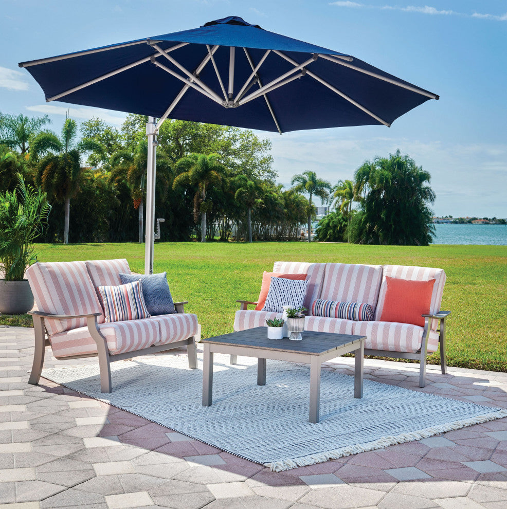 St. Catherine Deep Seat Outdoor Swivel Rocker, Stucco/Black