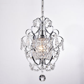 Amorette 1-Light Chrome Glam Lighting Mini Pendant Chandelier With Crystals