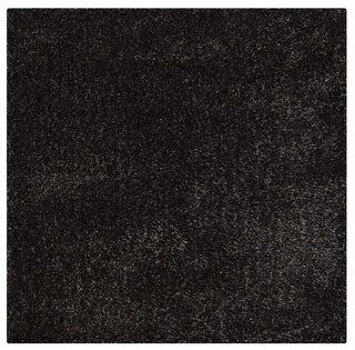 HAND TUFTED SHAG POLYESTER ECO-FRIENDLY AREA RUG,Silver Black Color,Solid Design