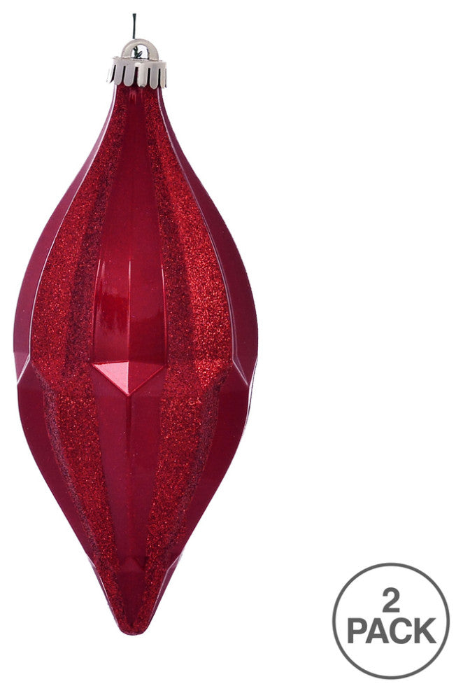 Vickerman Mc191103D 10" Red Candy Glitter Shuttle Christmas Ornament, Pack of 2