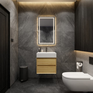 MAX 24" Floating Bath Vanity With Acrylic Sink, Teak Oak