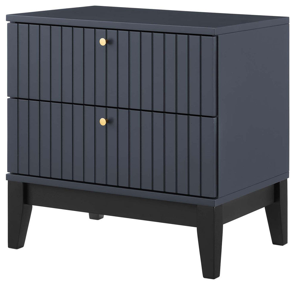Nightstand Side End Table, Blue, Wood, Modern, Mid Century Living Guest Suite
