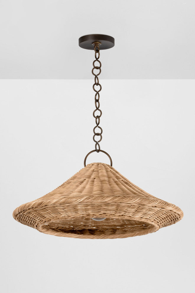 Baychester 22" Wide Bronze Leaf Pendant