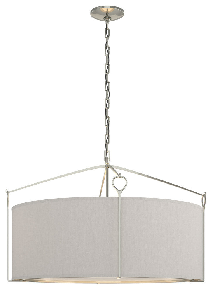 Bow Large Pendant, Sterling Finish, Flax Shade