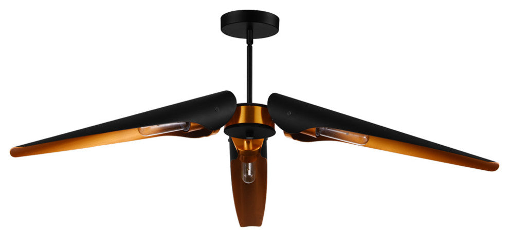 Amar 3 Light Chandelier With Matte Black Finish