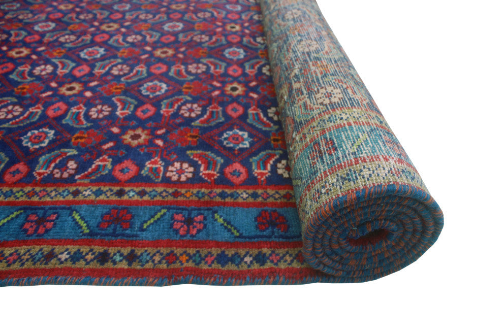 Fine Vintage Distressed Malena Navy/Blue-Green Runner, 3'9x10'5