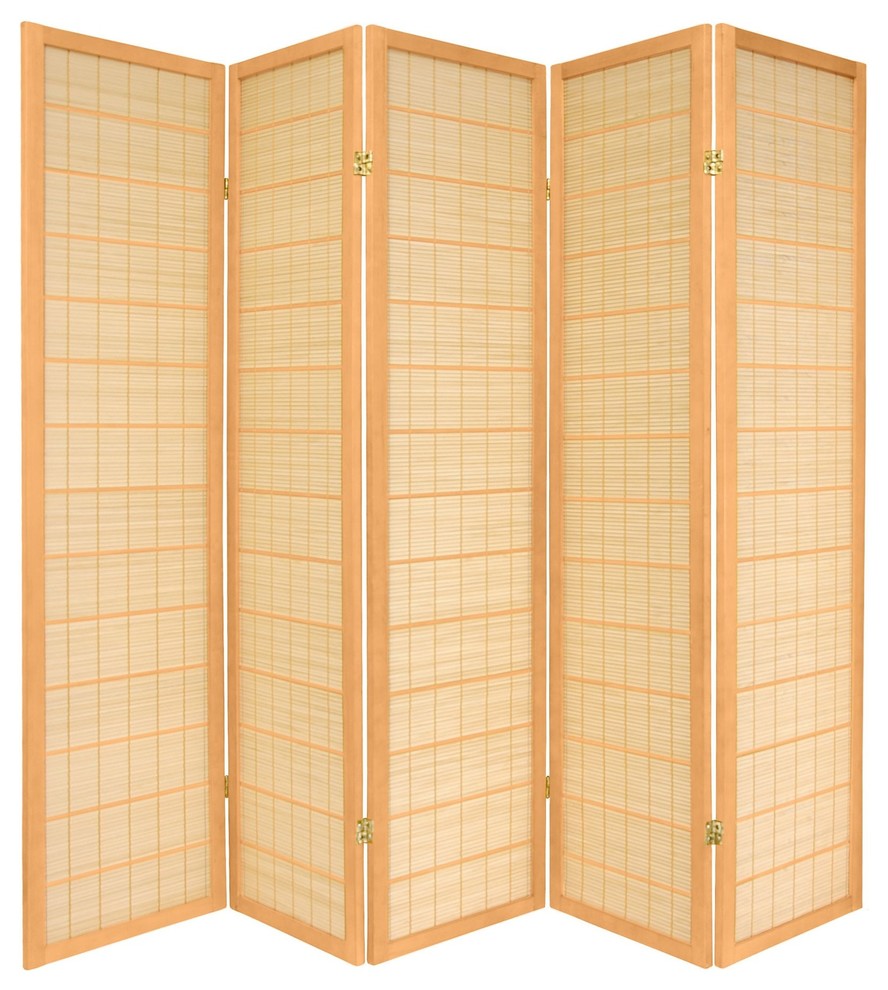 6' Tall Kimura Shoji Screen, 5 Panel, Natural