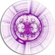 Glowing Bright Purple Fractal Flower, Abstract Disc Metal Artwork, 11"