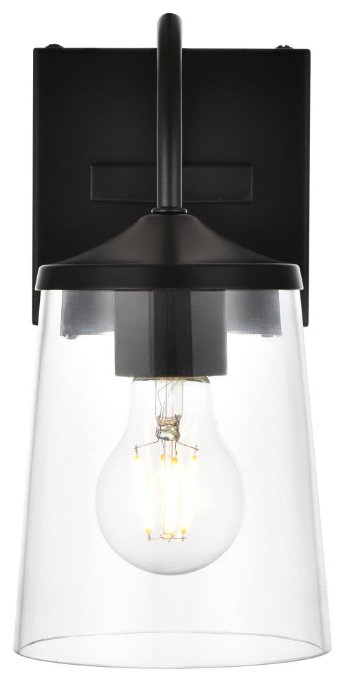 1 Light Black And Clear Bath Sconce